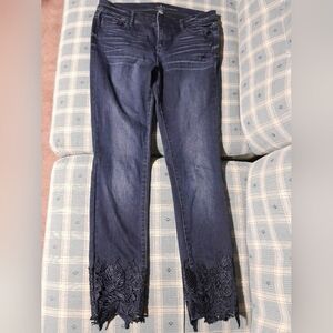 Women's Dark Blue Soho ankle Jeans with Lace Hem